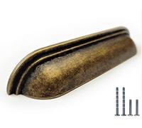 French Furniture Fittings Set of 6 Long Pull Cup Handles for Kitchen Drawers & Cabinets - Antique Brass, Pewter, Chrome or Brushed Brass - Elegant, Durable, Easy to Install - 128mm Between Fixings