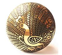 French Furniture Fittings Set of 6 Plain Brass Peacock Knobs Round Kitchen Cabinet Pulls for Cupboard Doors, Furniture, Drawer Handles - Easy Install Vintage Shabby Chic 36mm Diameter