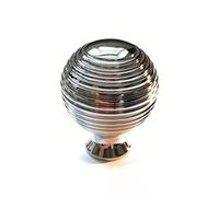 French Furniture Fittings Set of 6 Queen Anne Reeded - Beehive Knobs Polished Chrome Cabinet Handles for cupboards, for Kitchen Cupboard Door, Drawer, Bedroom Furniture 31mm Diameter, Depth 39mm