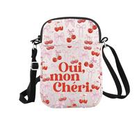 French Gift Oui Mon Cheri Makeup Bag French Mon Cheri Gift Cherry Pink Bow Cosmetic Bag (Oui Mon CR EU)