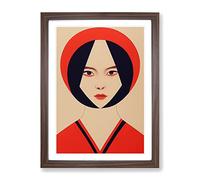 French Girl Framed Wall Art Print A2 Walnut | Ready to Hang, Premium Gi Paper, Fade-Resistant Inks, Securely Packaged, UK Made