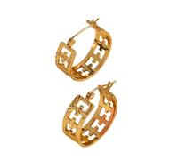 French Gold Cross Hollow Hoop Earrings Light Luxury High-End Feel 316L Stainless Steel Titanium Personalized