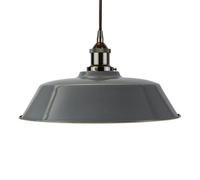 French Grey Chancery Painted Dome Pendant Light With Black Nickel Lamp Holder And Black Round Cable - Se Home