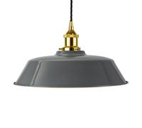 French Grey Chancery Painted Dome Pendant Light With Gold Lamp Holder And Black Twisted Cable - Se Home