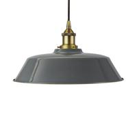 French Grey Chancery Painted Dome Pendant Light With Matt Antique Brass Lamp Holder And Black Round Cable - Se Home