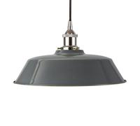 French Grey Chancery Painted Dome Pendant Light With Nickel Lamp Holder And Black Round Cable - Se Home