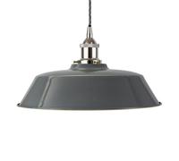 French Grey Chancery Painted Dome Pendant Light With Nickel Lamp Holder And Grey Twisted Cable - Se Home