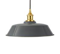 French Grey Chancery Painted Dome Pendant Light With Polished Brass Lamp Holder And Black Round Cable - Se Home