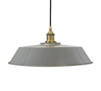 French Grey Large Chancery Painted Dome Pendant Light With Antique Brass Lamp Holder And Black Twisted Cable - Se Home