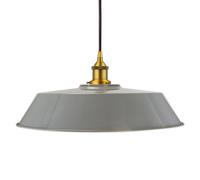 French Grey Large Chancery Painted Dome Pendant Light With Antique Gold Lamp Holder And Black Round Cable - Se Home