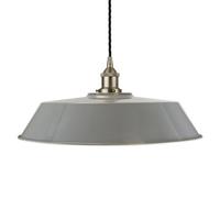 French Grey Large Chancery Painted Dome Pendant Light With Brushed Chrome Lamp Holder And Black Twisted Cable - Se Home