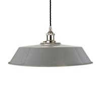 French Grey Large Chancery Painted Dome Pendant Light With Nickel Lamp Holder And Black Twisted Cable - Se Home