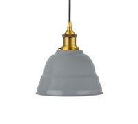 French Grey Lincoln Painted Dome Pendant Light With Antique Gold Lamp Holder And Black Round Cable - Se Home