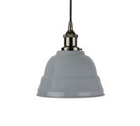 French Grey Lincoln Painted Dome Pendant Light With Black Nickel Lamp Holder And Black Round Cable - Se Home