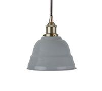 French Grey Lincoln Painted Dome Pendant Light With Brushed Chrome Lamp Holder And Black Round Cable - Se Home