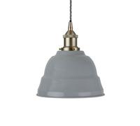 French Grey Lincoln Painted Dome Pendant Light With Brushed Chrome Lamp Holder And Grey Twisted Cable - Se Home