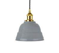 French Grey Lincoln Painted Dome Pendant Light With Gold Lamp Holder And Black Twisted Cable - Se Home
