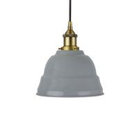 French Grey Lincoln Painted Dome Pendant Light With Matt Antique Brass Lamp Holder And Black Round Cable - Se Home