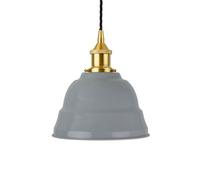 French Grey Lincoln Painted Dome Pendant Light With Polished Brass Lamp Holder And Black Twisted Cable - Se Home