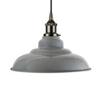 French Grey St Edmund's Painted Dome Pendant Light With Black Nickel Lamp Holder And Black Round Cable - Se Home
