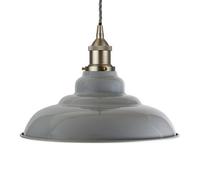 French Grey St Edmund's Painted Dome Pendant Light With Brushed Chrome Lamp Holder And Grey Twisted Cable - Se Home