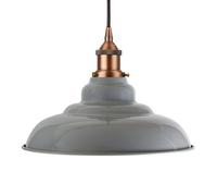 French Grey St Edmund's Painted Dome Pendant Light With Matt Antique Copper Lamp Holder And Black Round Cable - Se Home