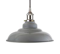 French Grey St Edmund's Painted Dome Pendant Light With Nickel Lamp Holder And Black Round Cable - Se Home