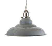 French Grey St Edmund's Painted Dome Pendant Light With Nickel Lamp Holder And Grey Twisted Cable - Se Home