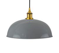 French Grey Worcester Painted Dome Pendant Light With Antique Gold Lamp Holder And Black Twisted Cable - Se Home