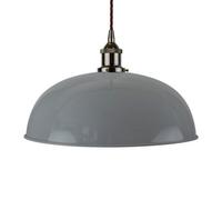 French Grey Worcester Painted Dome Pendant Light With Black Nickel Lamp Holder And Brown Twisted Cable - Se Home