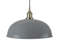 French Grey Worcester Painted Dome Pendant Light With Brushed Chrome Lamp Holder And Grey Twisted Cable - Se Home