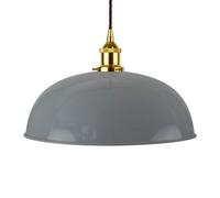 French Grey Worcester Painted Dome Pendant Light With Gold Lamp Holder And Brown Twisted Cable - Se Home