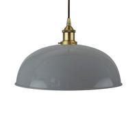 French Grey Worcester Painted Dome Pendant Light With Matt Antique Brass Lamp Holder And Black Round Cable - Se Home