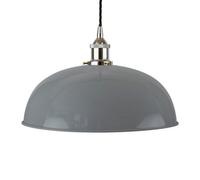 French Grey Worcester Painted Dome Pendant Light With Nickel Lamp Holder And Black Twisted Cable - Se Home