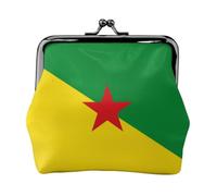 French Guiana Flag Coin Purse-Leather Kiss Lock Wallet Small Clutch | Compact Holds Cards Coins Keys. Soft Pu Leather. Gift Ready.