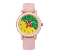 French Guiana Flag Paisley Pattern Fashion Women's Watch Easy Reader Novelty Slim Quartz Casual Dress Wrist Watches