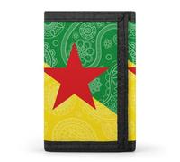 French Guiana Flag Paisley Pattern Printed Tri-fold Wallets Front Pocket Holder Money Clips with ID Credit Card Slots