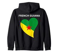 French Guiana Heart Flag Zip Hoodie