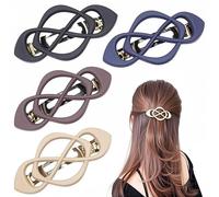 French Hair Barrettes for Women - 4 Pack Vintage Snap Hair Clips for Thick Hair, Elegant Retro Hair Accessories with Classic Design, Secure Hold Hair Clips for Women & Girls(Simple & Stylish)