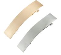 French Hair Clips, Retro Metal Barrettes, Non-Slip Spring Clip, Strong Grip, Stylish Rectangular Design, Ideal for Thick Hair & Formal Events, 3.54 x 0.79 Inches, Gold/Silver, 1 Pack