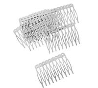 French Hair Side Combs 10pcs 5-Teeth 10-Teeth Metal Blank DIY Silver Gold Bronze Hair Side Combs Clips Craft Women Hair Accessory - Silver, 5.6cm