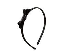 French Headband for Girls Princess Black Shiny Satin Ribbon Non-Slip Handmade
