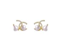 French heart pearl bow earring luxury minority design sense temperament