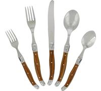 French Home LG121 20 Piece Laguiole Wood Grain Flatware Set, Stainless Steel