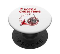 French Horn Christmas Brass Musician Music Teacher Xmas PopSockets Adhesive PopGrip
