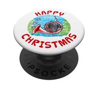 French Horn Christmas Hornist Brass Musician Music Teacher PopSockets Adhesive PopGrip