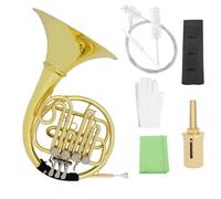 French Horn Flat Four Key French Horn Bb Brass Split Single Row Gold And Silver Beginner Band Instrument(Gold)