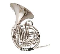 French Horn Four Key Double Row French Horn Integrated Speaker B F Key Modulation Silver Easy To Play Professional(White)