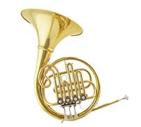 French Horn Instrument B Flat Tonality Four Key Single Row French Horn Brass Material Beautiful Tone(Gold)
