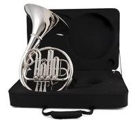 French Horn Instrument B Flat Tonality Four Key Single Row French Horn Brass Material(Silver)